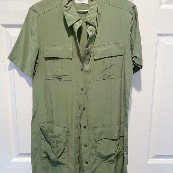 Equipment army green silk dress - Picture 2 of 5